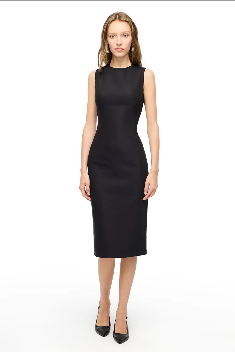 Siyah Dellas Slim Fit Midi Boy Elbise
