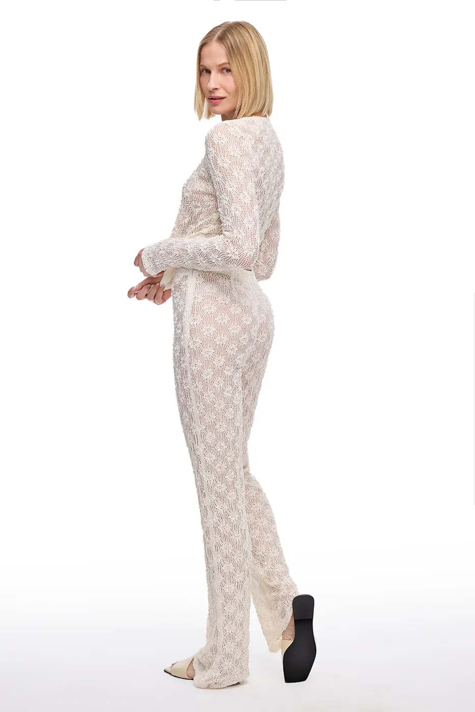 Ekru Brices Slim Fit Kayık Yaka Hırka
