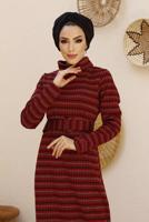 3-COLOR HOUNDSTOOTH TEXTURED DRESS 7444 