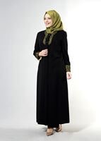 Female BLACK T 1581 Sufle Tesetür Pardesü-Alv Fashion