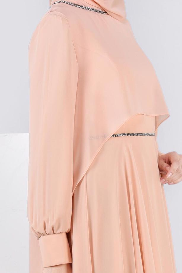 【k♡】Tulip Chiffon Long Dress beige pe Long chiffon dress - Light beige - Ladies | H&M HK