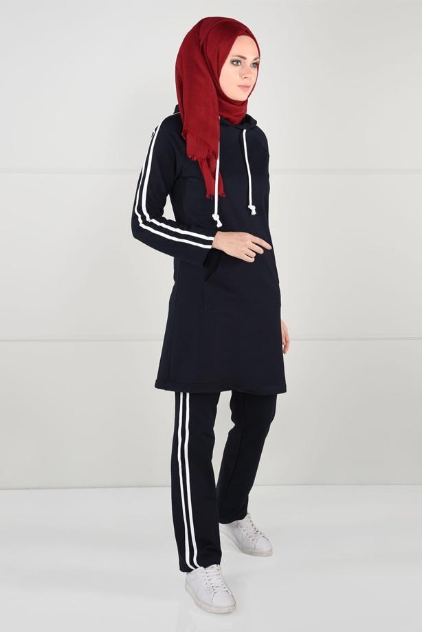 Side Stripe Detailed Woman Hijab Tracksuit Pants TRENDTESETT R