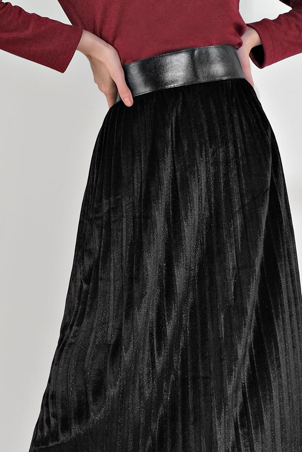 Next black shop pleated velvet skirt