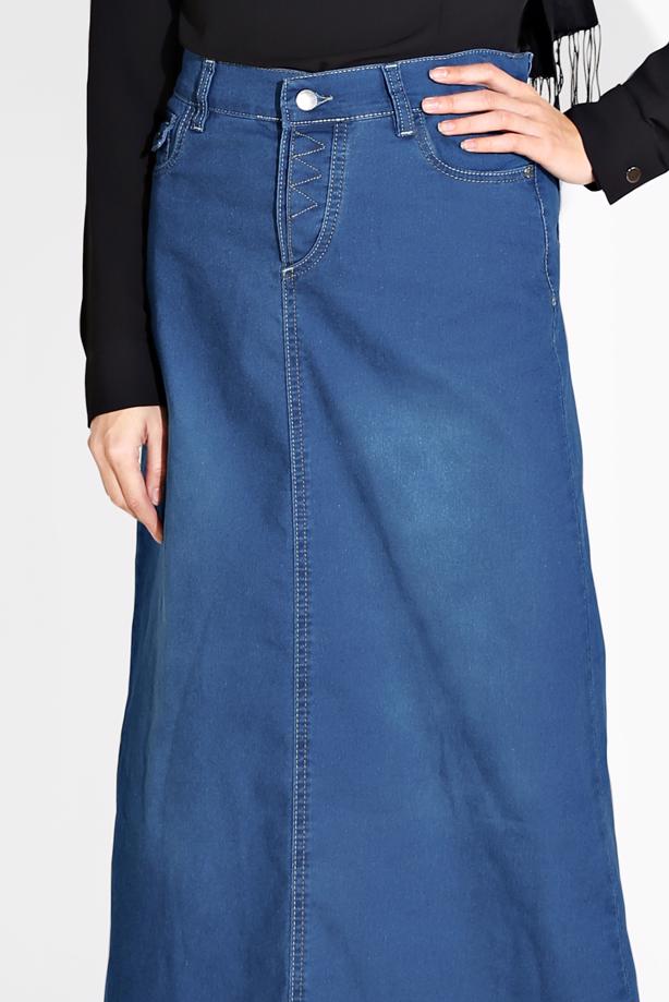 Denim maxi skirt outlet with pockets