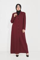 Female CLARET RED ALVİNA EMBROIDERY DETAIL CLASSIC COLLAR TOPCOAT 10222 