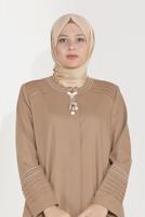 Female COFFEE ALVİNA EMBROIDERY DETAIL TOPCOAT 10233 