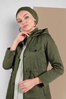 SMOCKED-WAIST HOODED TRENCH-COAT 23