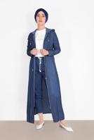 SMOCKED-WAIST DENIM TRENCH-COAT  801 