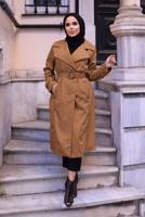 Female COFFEE DOUBLE BREASTED BELTED TRENCH COAT 0167 