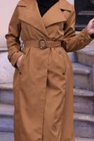Female COFFEE DOUBLE BREASTED BELTED TRENCH COAT 0167 