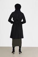 Female BLACK BUTTONED TRENCH COAT 3565 