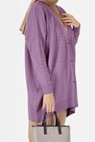 Female PURPLE CABLE-KNIT CARDIGAN 52541 