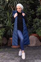 Female NAVY BLUE HOODED QUILTED PUFFER VEST 0021 