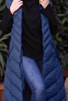 Female NAVY BLUE HOODED QUILTED PUFFER VEST 0021 