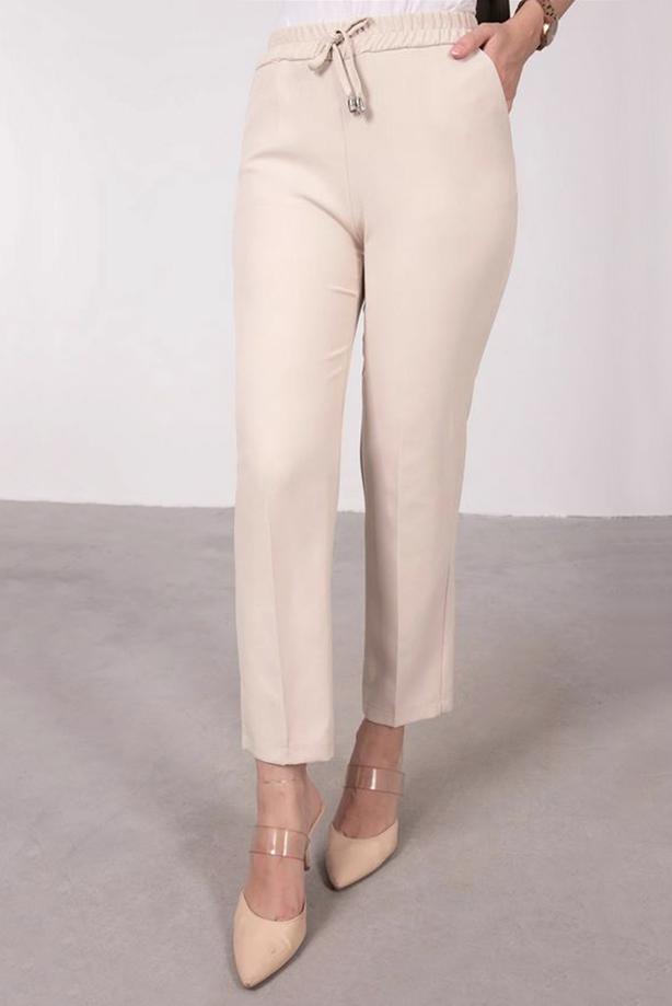 Beige Straight Fit Pants