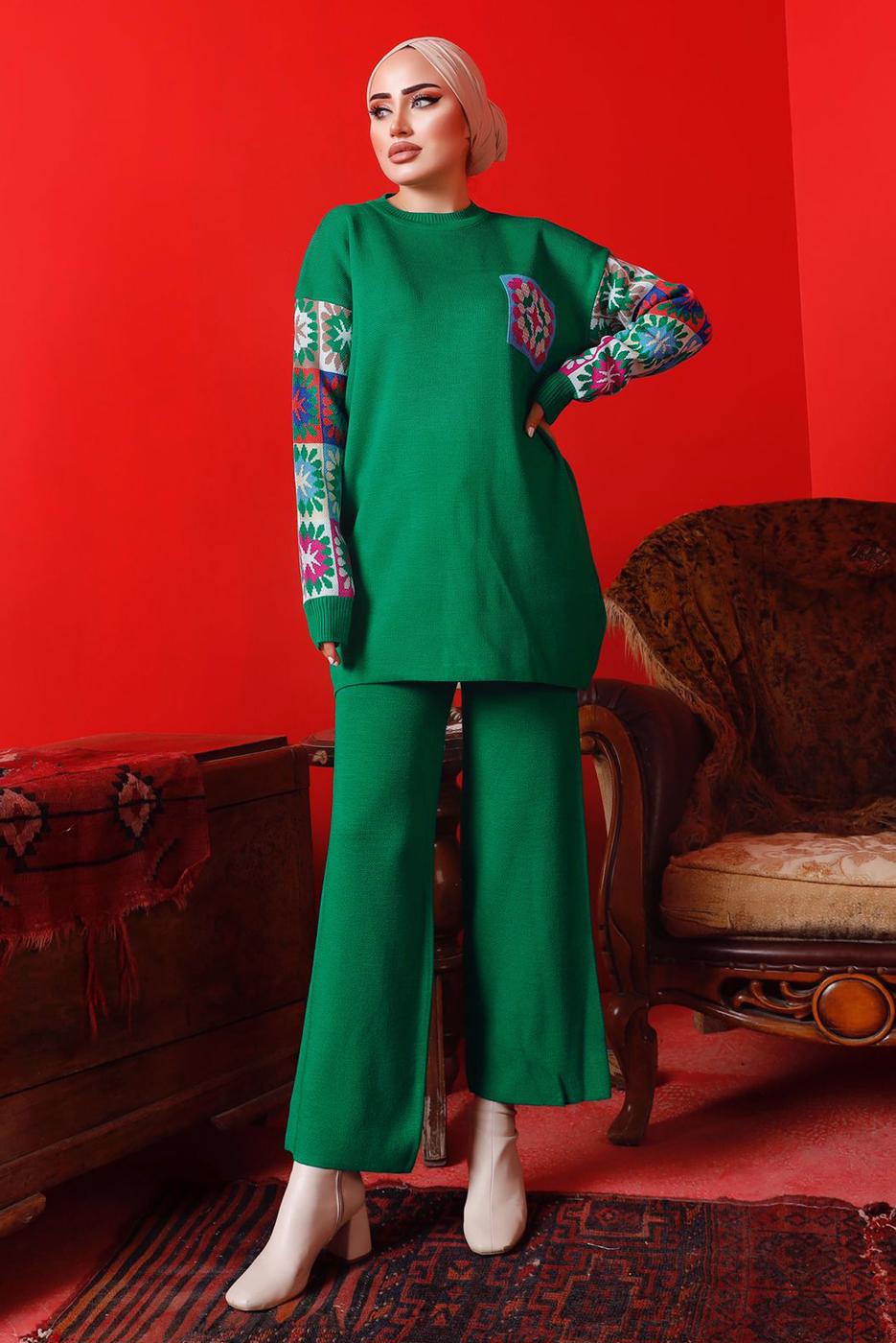 PATTERNED KNITWEAR PANTS SUIT 2992