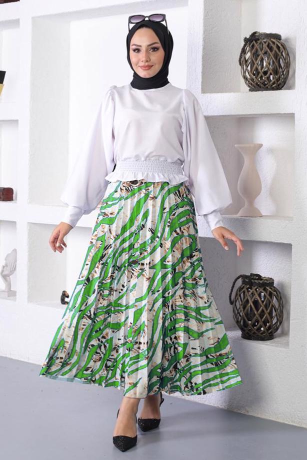 PATTERNED PLEATED SKIRT T 5254 NILSARE